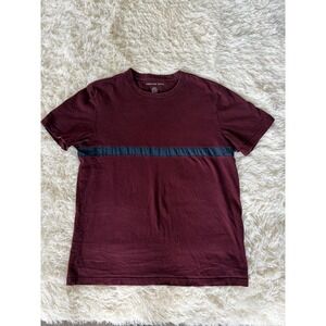 American Eagle Mens Burgundy Standard Fit Striped‎ Crew Neck T-Shirt